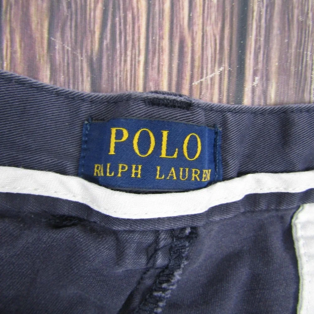 Polo Ralph Lauren Chino Shorts Mens 36 Blue Cotton Flat Front Pockets Casual